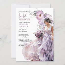 Invitación Vestimenta boda de flores moradas polvorientas de