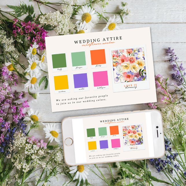 Invitación Vestimenta de Boda | Paleta de Prado de Flores Sil (Subido por el creador)
