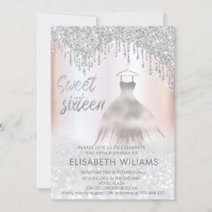 Invitación Vestimenta de moda Girly gotea sombrío purpurinoso