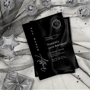 Invitación Vestimenta Negra Minimalista Moderna Asunto Formal
