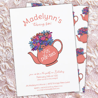 Invitación Vestir a los Chicas del Par-Tea Fiesta del té de c