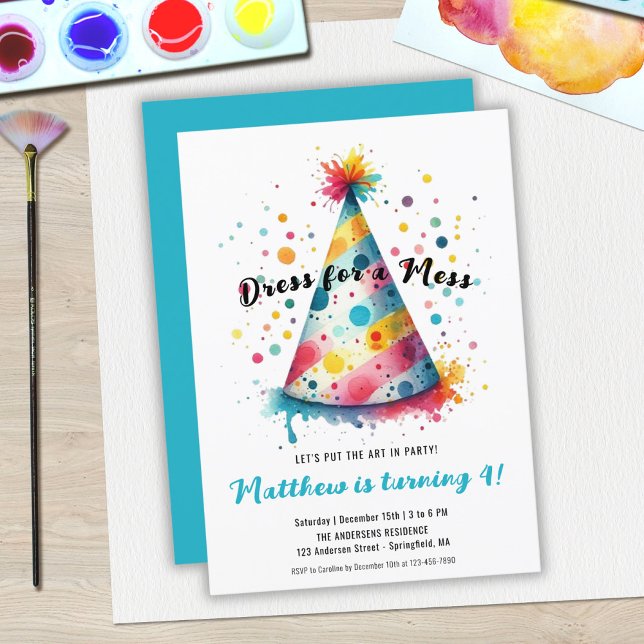 Invitación Vestir a los niños Mess Art Painting Fiesta Boy Cu (Subido por el creador)