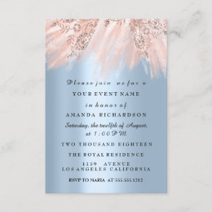 Invitación Vestir Bridal Shower Sweet 16th Blue Rosa Rubor