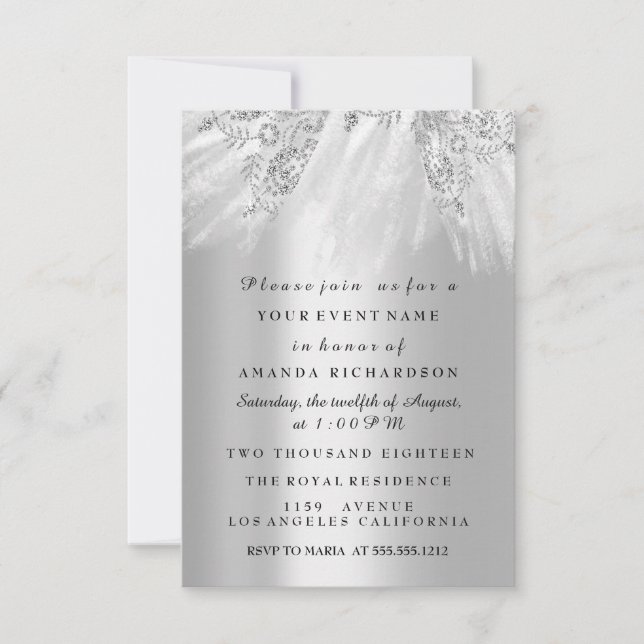 Invitación Vestir dulce de novia 16.º Boda Gris plateado (Anverso)