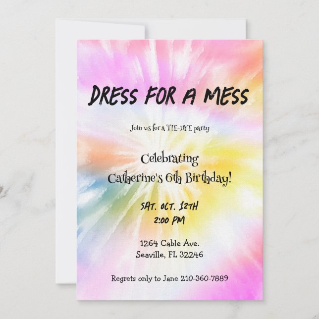Invitación Vestir Para Un Fiesta De Ataque (Anverso)