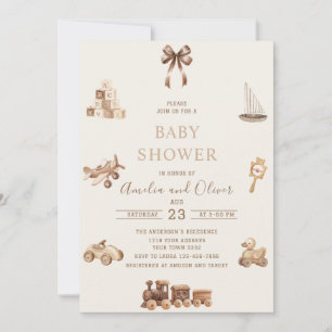 Invitación Vestuario de guardería boho acuarela beige regalo