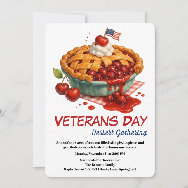 Invitación Veterans Day Invitation | Cherry Pie Celebration (Anverso)