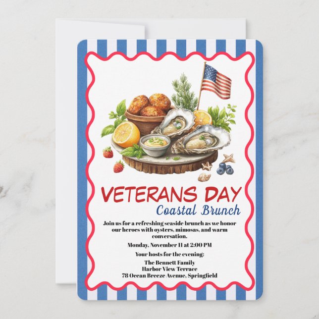 Invitación Veterans Day Invitation | Coastal Brunch Celebrati (Anverso)
