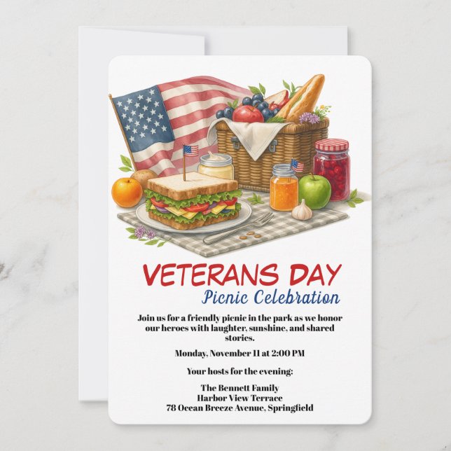 Invitación Veterans Day | Picnic Celebration (Anverso)