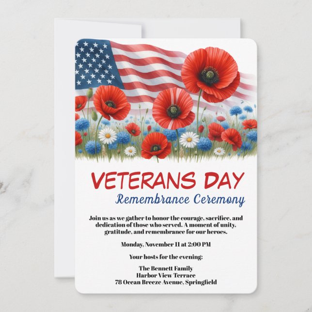 Invitación Veterans Day | Remembrance Ceremony (Anverso)
