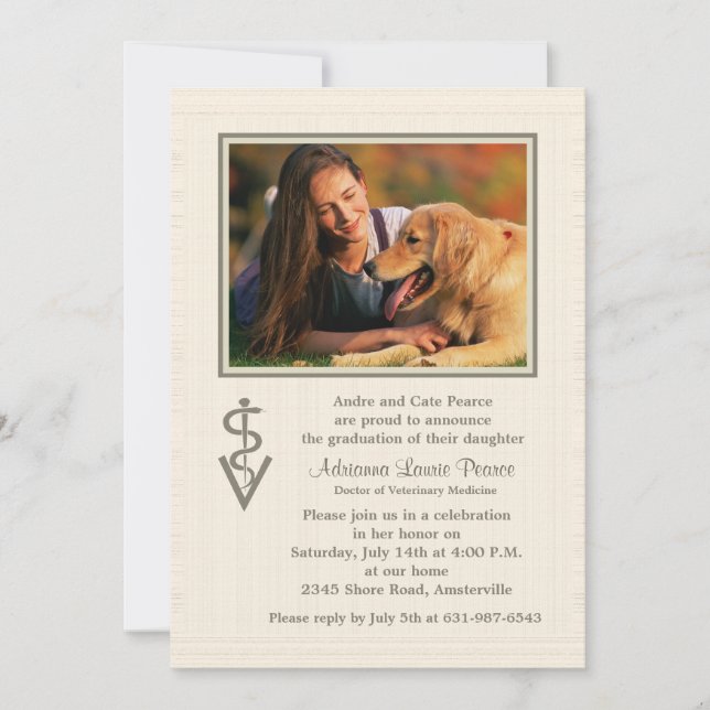 Invitación veterinaria de la foto de la graduación (Anverso)