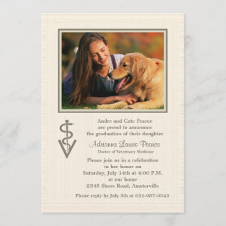 Invitación veterinaria de la foto de la graduación