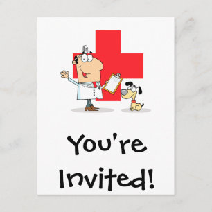 Invitación Veterinario de Dibujos Animados Tonto