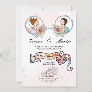 Invitación Vía rosa y lechosa Mini boda de código QR floral