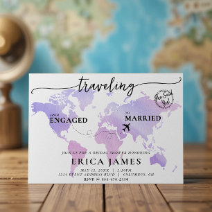 Invitación Viajando de ducha nupcial casada a tejida