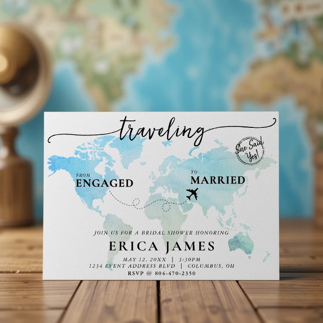 Invitación Viajando de ducha nupcial casada a tejida (Subido por el creador)