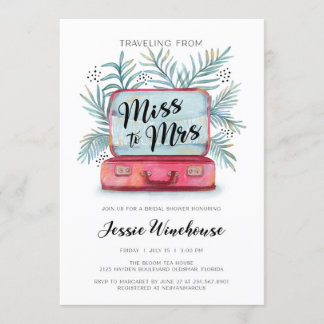 Invitación Viajando de la señorita a la señora Bridal Shower