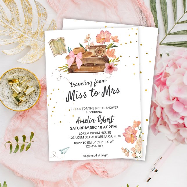 Invitación Viajando de Miss a Mrs Adventure Bridal con ducha (Subido por el creador)
