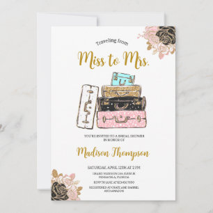 Invitación Viajando de Miss a Sra. Bridal Shower