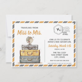 Invitación Viajando de Miss a Sra. Bridal Shower Gray