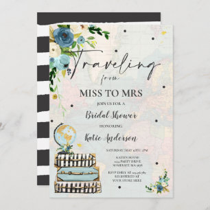 Invitación Viajando de Miss a Sra. Bridal Shower Map Bride Br