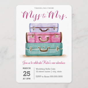 Invitación Viajando de Miss a Sra. Pink Bridal Shower