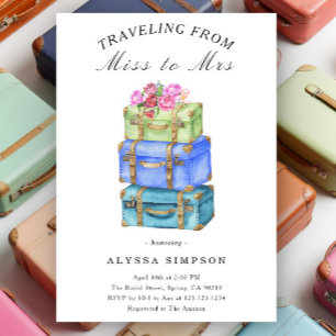 Invitación Viajando de Señorita a Señora Despedida de Soltera