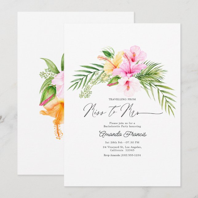 Invitación Viajando de Señorita a Señora Despedida de Soltera (Anverso / Reverso)