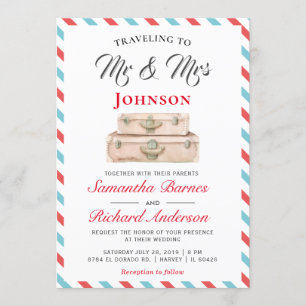 Invitación Viajar al Sr. y a la Sra. Boda de Destino Viajero