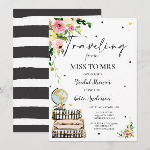 Invitación Viajar de Miss a Sra. Bridal Shower Map Bride Brid