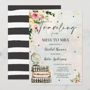 Invitación Viajar de Miss a Sra. Bridal Shower Map Bride Brid