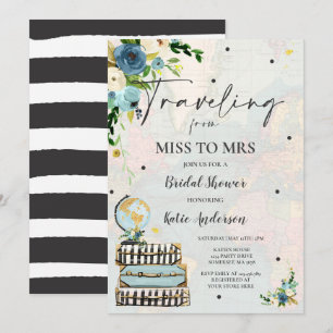 Invitación Viajar de Miss a Sra. Bridal Shower Map Bride Brid
