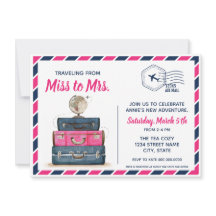 Viajar de Miss a Sra. Bridal Shower Postcard