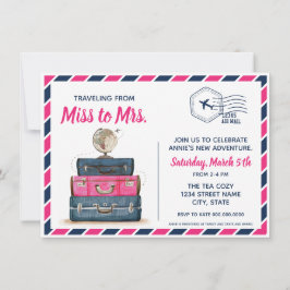 Invitación Viajar de Miss a Sra. Bridal Shower Postcard