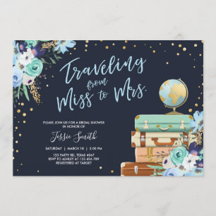 Invitación Viajar de Miss a Sra. Floral Bridal Shower