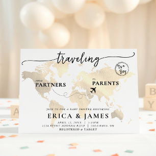 Invitación Viajar de socios a padres Map Baby Shower