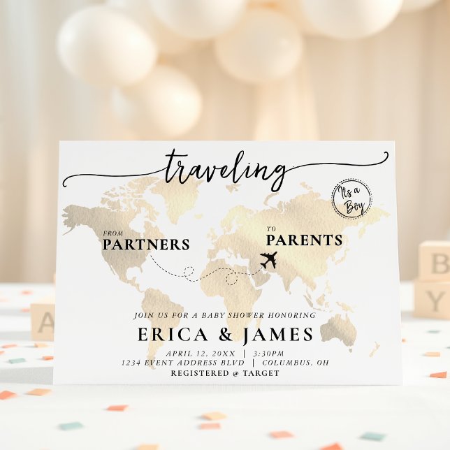Invitación Viajar de socios a padres Map Baby Shower (Subido por el creador)