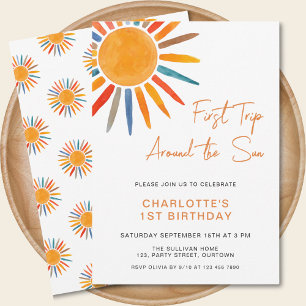 Invitación Viaje Alrededor Del Primer Cumpleaños Del Sol