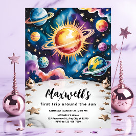 Invitación Viaje alrededor del Sol Cumpleaños 1er Espacio
