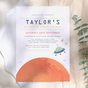 Invitación Viaje alrededor del Sol Cumpleaños del Chico del