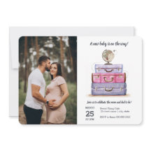 Viaje Baby Shower Pink Purple Suitcase