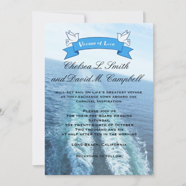 Invitación Viaje de Amor|Barco de Crucero/Boda en Destino (Anverso)