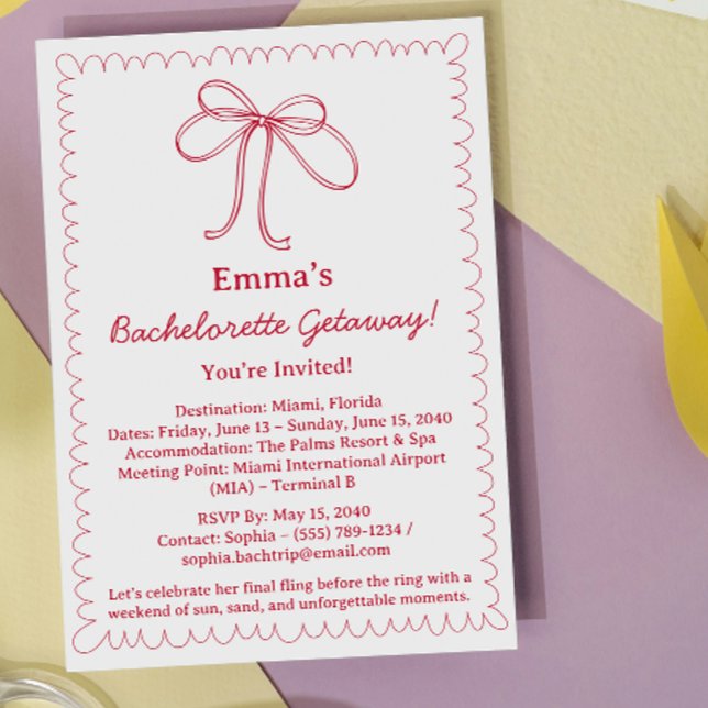 Invitación Viaje de Bachelorette de Cinta Cuta e Itinerario (Subido por el creador)