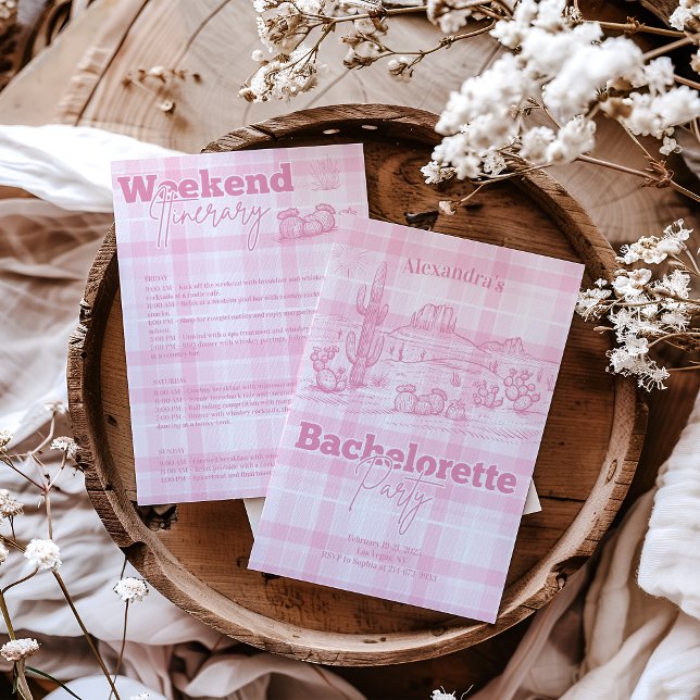 Invitación Viaje de Bachelorette Occidental Rosa (Subido por el creador)