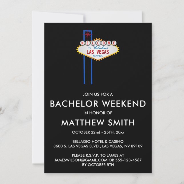 Invitación Viaje de Boda del partido Bachelor de Las Vegas (Anverso)