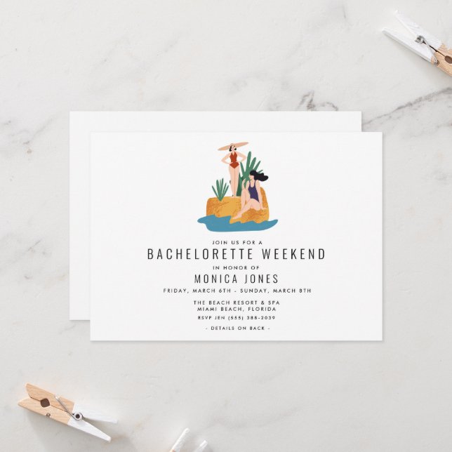 Invitación Viaje de Chica continental de fin de semana de Bac (Anverso/Reverso In Situ)