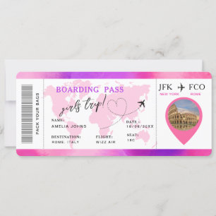 Invitación Viaje de Chicas de pases de pasajeros de aerolínea