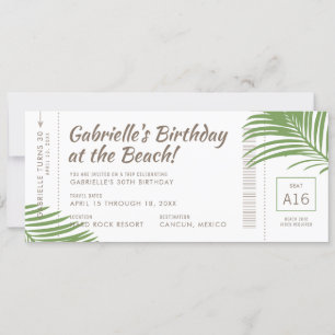 Invitación Viaje de cumpleaños en la playa Tropical Boarding 
