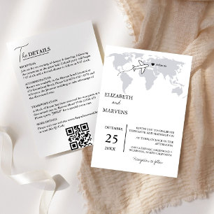 Invitación Viaje De Destino Azul Naval Todo En Un Boda