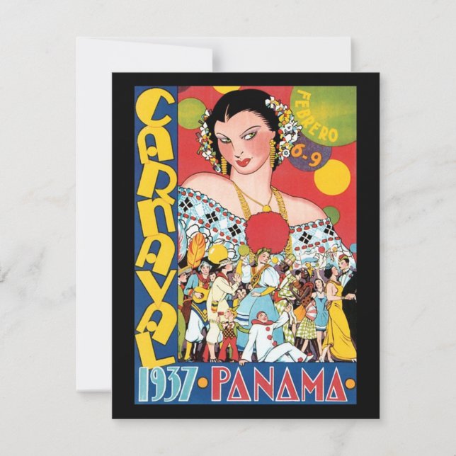 Invitación Viaje de época 1937 Fiesta del Carnaval de Panamá (Anverso)